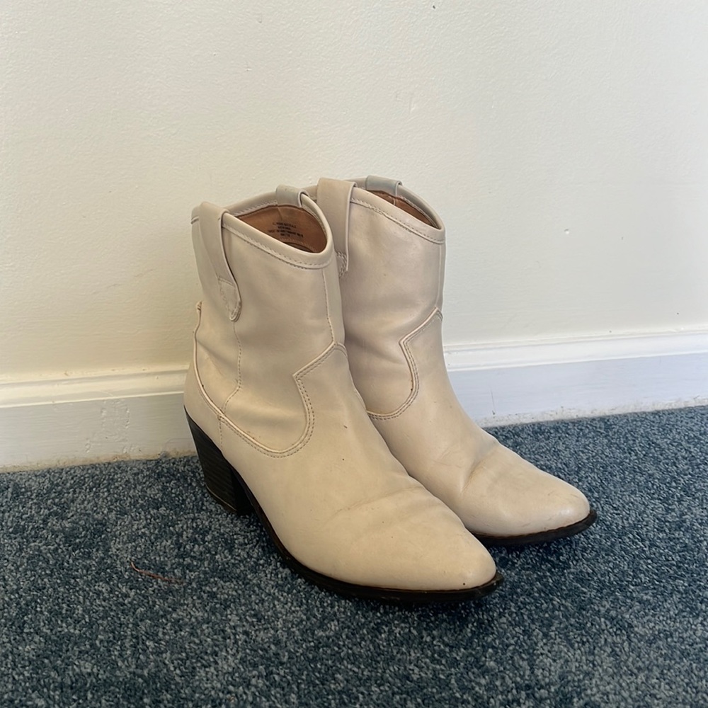 short white cowboy ankle boots